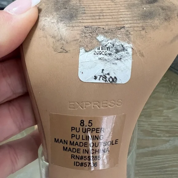 Express Tan and Cream Heels with Clear Straps - Picture 3 of 6